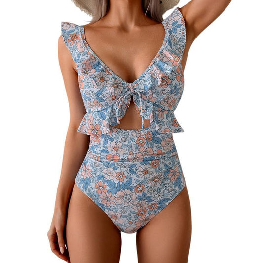 🏖️Occasioni estive 🌊 Costume da bagno da donna Aqua Eve con effetto snellente 💃 Scollo a V modellante 🩱 Design raffinato 🌸 Eleganti volant e chic cut-out 💕