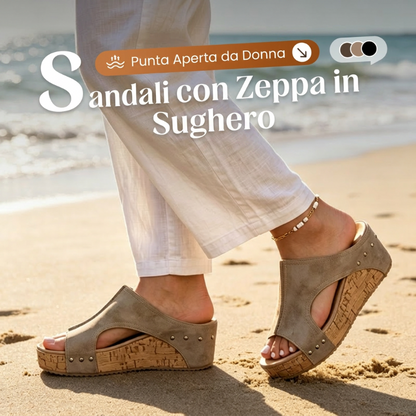 Sandali con zeppa da donna con dettagli borchiati