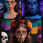 Tatuaggi temporanei per il viso per Halloween e il Giorno dei Morti – resistenti all'acqua e al sudore, perfetti per feste in costume e trucchi a tema horror