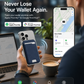 Portafoglio intelligente MagSafe in vera pelle nappa – con Apple Trova il mio™ e Google Find Hub™, protezione RFID e ricarica wireless.