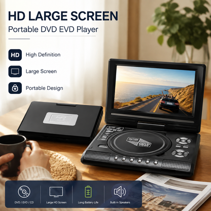 📺 Lettore DVD/EVD portatile HD da 7,8" – Schermo ampio, ricaricabile e compatibile con DVD/CD/USB/SD – Ideale per casa e in viaggio 🔥 Sconto del 50%