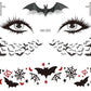 Tatuaggi temporanei per il viso per Halloween e il Giorno dei Morti – resistenti all'acqua e al sudore, perfetti per feste in costume e trucchi a tema horror