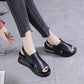 Sandali da donna con zeppa, tinta unita, open toe, tacco alto