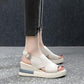Sandali da donna con zeppa, tinta unita, open toe, tacco alto