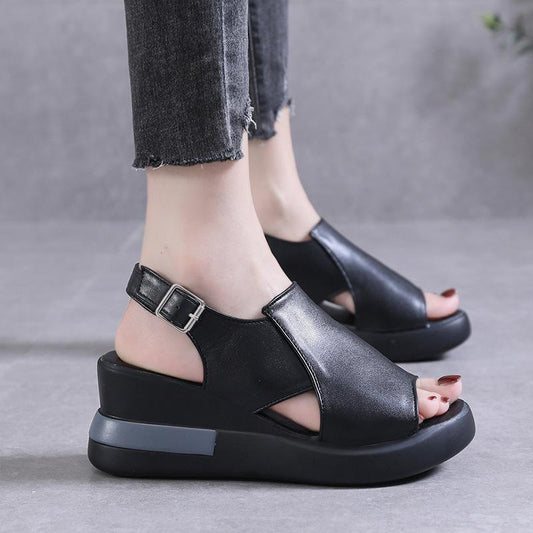 Sandali da donna con zeppa, tinta unita, open toe, tacco alto
