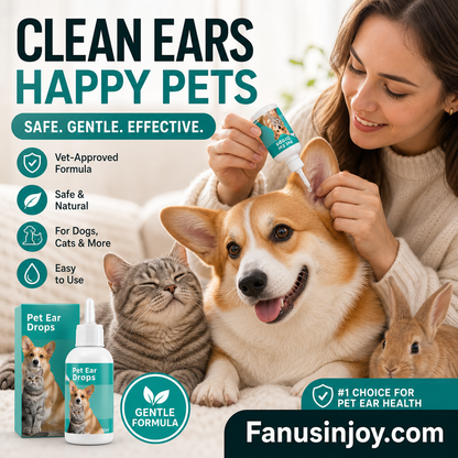 Offerta a Tempo Limitato! 🐱🐶 Gocce Detergenti Delicate per Orecchie degli Animali — Addio alle Malattie del Canale Uditivo Esterno