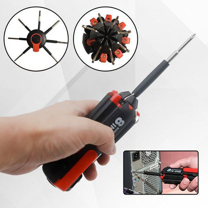 🔧 Cacciavite Multifunzione 8-in-1 Pieghevole con Torcia LED | 8 Punte Integrate e Mini Cacciavite di Precisione | Utensile Portatile Tascabile per Casa, Auto e Fai da Te 💡🛠️