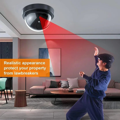 📹💡Telecamera di videosorveglianza simulata con luci – Dissuasore realistico, facile da installare, per interni ed esterni