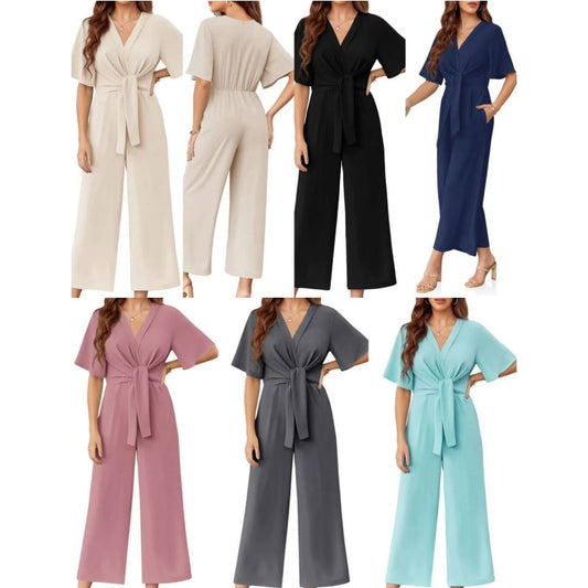 👖 SCONTO DEL 50% A TEMPO LIMITATO! 💃 Tuta Elegante da Donna: Scollo a V, Gamba Larga e Cintura in Vita – Silhouette Valorizzante, Versatile, Comfort per Tutta la Giornata 🌸