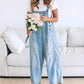 ❤️OFFERTA ESTIVA - SCONTO DEL 50%❤️Graziosi pantaloni con bretelle da donna in stile jumpsuit, in denim strappato con bottoni