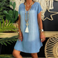 ⏳Offerta speciale a tempo limitato⏰Abito da donna in denim con scollo a V e maniche corte