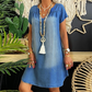 ⏳Offerta speciale a tempo limitato⏰Abito da donna in denim con scollo a V e maniche corte
