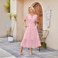 🍃 SCONTO DEL 50% ORA!✨ Abito Elegante da Donna con Scollo a V e Occhielli – Fluido, Romantico e Traspirante – Un Must per l'Estate 🌸