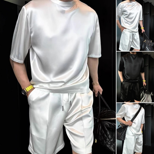 ⏳2025 Vendita calda 50% di sconto🔥Set di due pezzi di alta qualità per uomo in cotone mercerizzato, top casual in tinta unita e pantaloncini【Vestibilità ampia, adatto a tutte le occasioni】