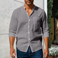 💎Ultimo giorno a prezzo speciale💎 Camicia da uomo a maniche lunghe in lino di alta qualità 👔 Design con colletto alla coreana • Traspirante e leggera • Perfetta per creare un look business casual 👍