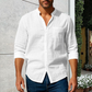 💎Ultimo giorno a prezzo speciale💎 Camicia da uomo a maniche lunghe in lino di alta qualità 👔 Design con colletto alla coreana • Traspirante e leggera • Perfetta per creare un look business casual 👍