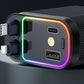 Caricabatteria da auto con luce ambientale Purple Star Top da 120 W con cavo retrattile