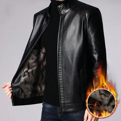 🧥 50% SCONTO ORA! 🔥 Giacca in Pelle Uomo con Fodera Peluche - Calda ed Elegante, Perfetta per l'Inverno ✨
