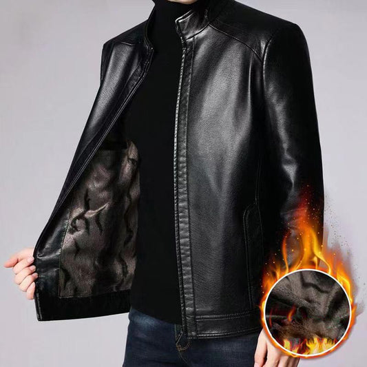 🧥 50% SCONTO ORA! 🔥 Giacca in Pelle Uomo con Fodera Peluche - Calda ed Elegante, Perfetta per l'Inverno ✨