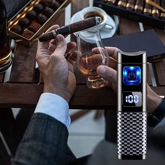 Accendino a Torcia per Sigari Ricaricabile USB e Gas con Display LED