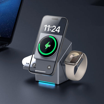 🔋Caricabatterie wireless 3 in 1, stazione di ricarica wireless pieghevole elettrica rotante a 180°, caricabatterie wireless portatile per iPhone, Watch e AirPods📱