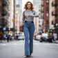 Jeans Donna a Vita Alta Elasticizzati a Zampa