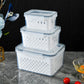 Set 3 Contenitori per Frutta con Cestello Scolapasta Rimovibile, Antigoccia e Impilabili