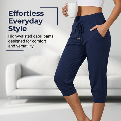 👖SCONTO DEL 60%! 🔥Pantaloni della tuta corti con coulisse in vita – Morbido poliestere, lunghezza capri e tasche laterali (6 colori, taglie dalla S alla 3XL) 👖🌸