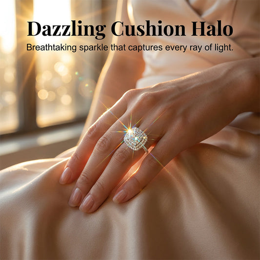 💖SALDI DELL'ULTIMO GIORNO: 50% DI SCONTO!!✨Anello quadrato brillante con doppio alone da donna