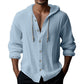 Top da uomo casual a maniche lunghe con cappuccio, tinta unita