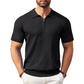 Camicia da uomo a maniche corte in maglia a coste con cerniera