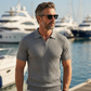 Camicia da uomo a maniche corte in maglia a coste con cerniera