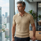 Camicia da uomo a maniche corte in maglia a coste con cerniera