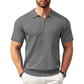 Camicia da uomo a maniche corte in maglia a coste con cerniera