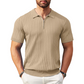 Camicia da uomo a maniche corte in maglia a coste con cerniera