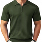 Camicia da uomo a maniche corte in maglia a coste con cerniera