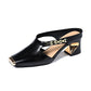 🔥 Offerta imperdibile: -30% 🔥 Mule da donna casual con punta quadrata metallizzata e tacco a blocco medio
