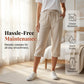 Pantaloni capri casual in cotone e lino da donna