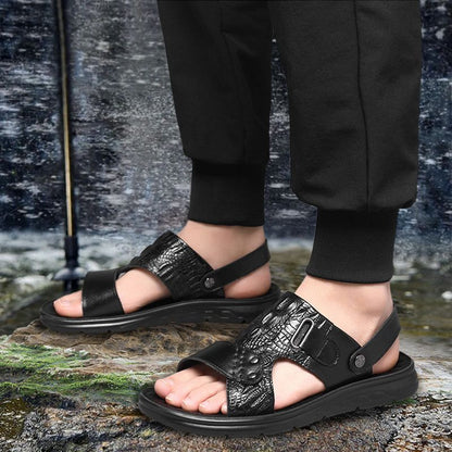 👞 SCONTO DEL 50% ORA! 🌿 Sandali da uomo in pelle bovina, traspiranti e traforati – Doppio uso (interno/esterno), suola ammortizzata: perfetti per il comfort estivo ☀️