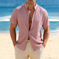 📢📢 Sconto del 30%!! ⏰ Camicia estiva da uomo a maniche corte e collo alla coreana – Tessuto traspirante, vestibilità moderna e ideale per il tempo libero o il lavoro 💼