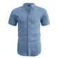 📢📢 Sconto del 30%!! ⏰ Camicia estiva da uomo a maniche corte e collo alla coreana – Tessuto traspirante, vestibilità moderna e ideale per il tempo libero o il lavoro 💼