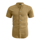 📢📢 Sconto del 30%!! ⏰ Camicia estiva da uomo a maniche corte e collo alla coreana – Tessuto traspirante, vestibilità moderna e ideale per il tempo libero o il lavoro 💼