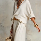 Set da donna a due pezzi: top con scollo a V e pantaloni a gamba larga