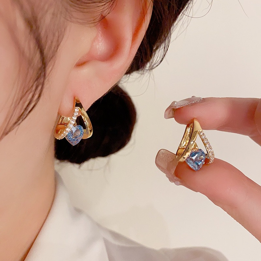 🔥Novità 2026 e Best Seller🔥 Eleganti orecchini a cerchio pendenti a forma di cuore e V