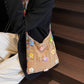 Borsa a tracolla etnica da donna all'uncinetto