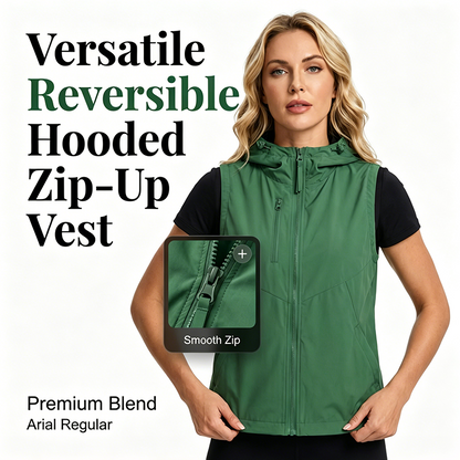 Gilet da donna reversibile con cappuccio e zip