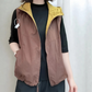 Gilet da donna reversibile con cappuccio e zip