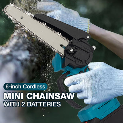 Mini motosega a batteria da 6 pollici con 2 batterie