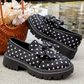 🎀👞 Chic e giocose, passi audaci ✨ Mocassini da donna con plateau, fiocco e pois
