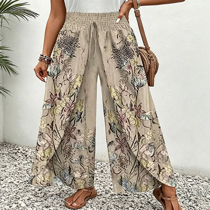 Pantaloni larghi stampati con coulisse da donna